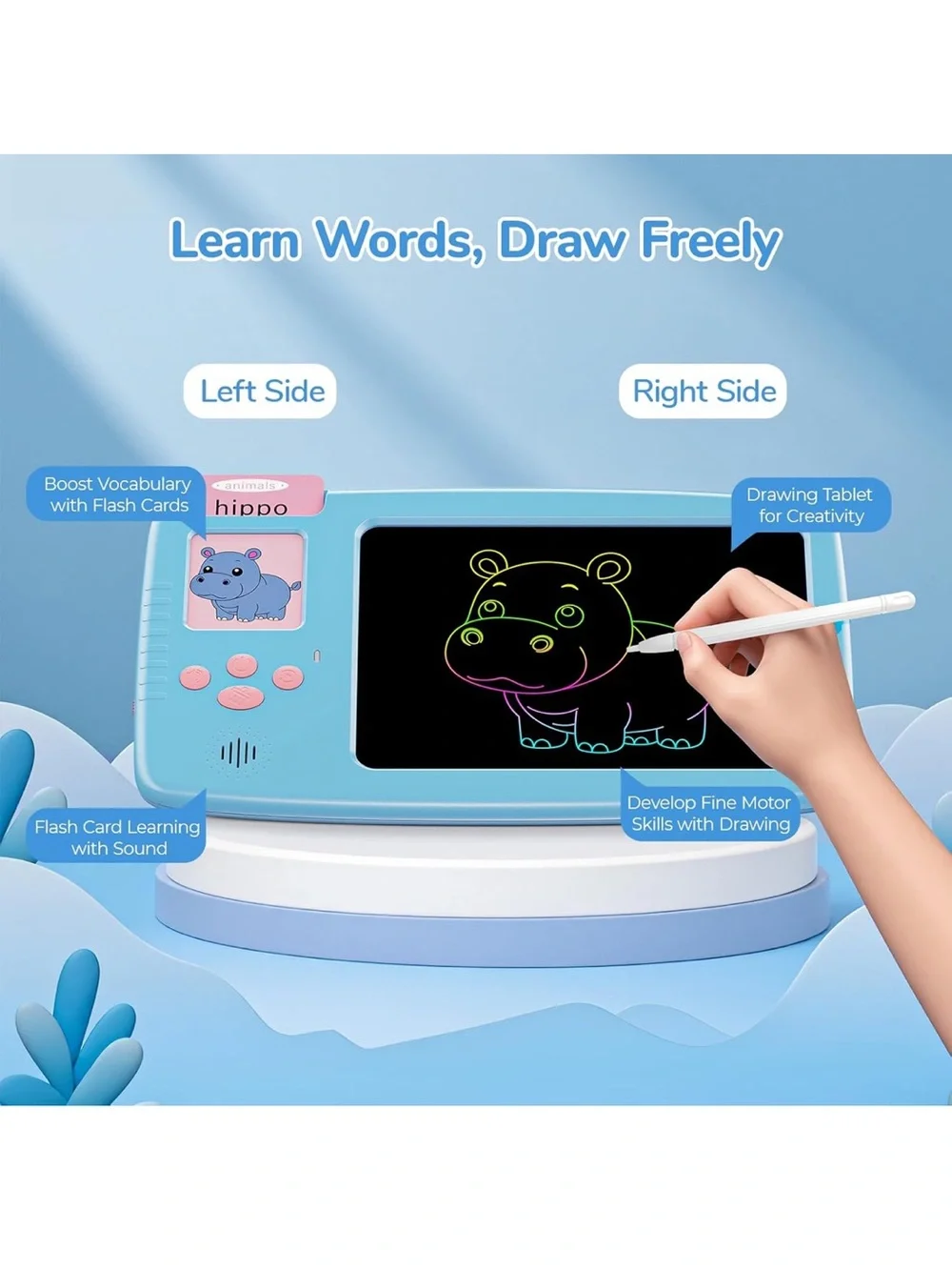 LCD Writing Tablet with Sight Words, Montessori Language Learning